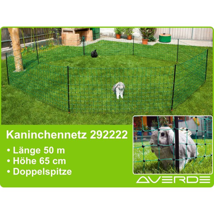 Kaninchennetz 50 m, 65 cm Doppelspitze, grün