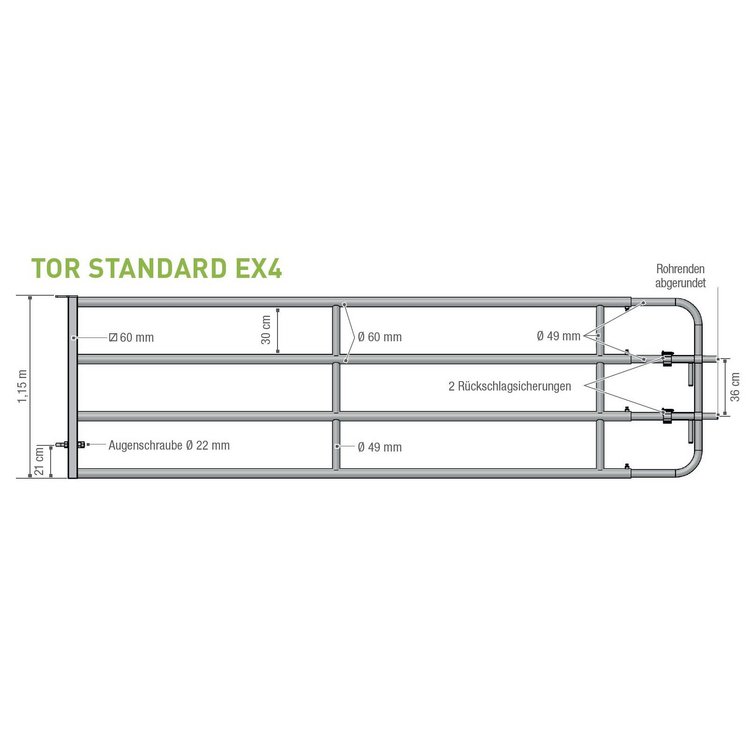 EX4 Tor 1,00 - 2,00 m, 4-sprossig