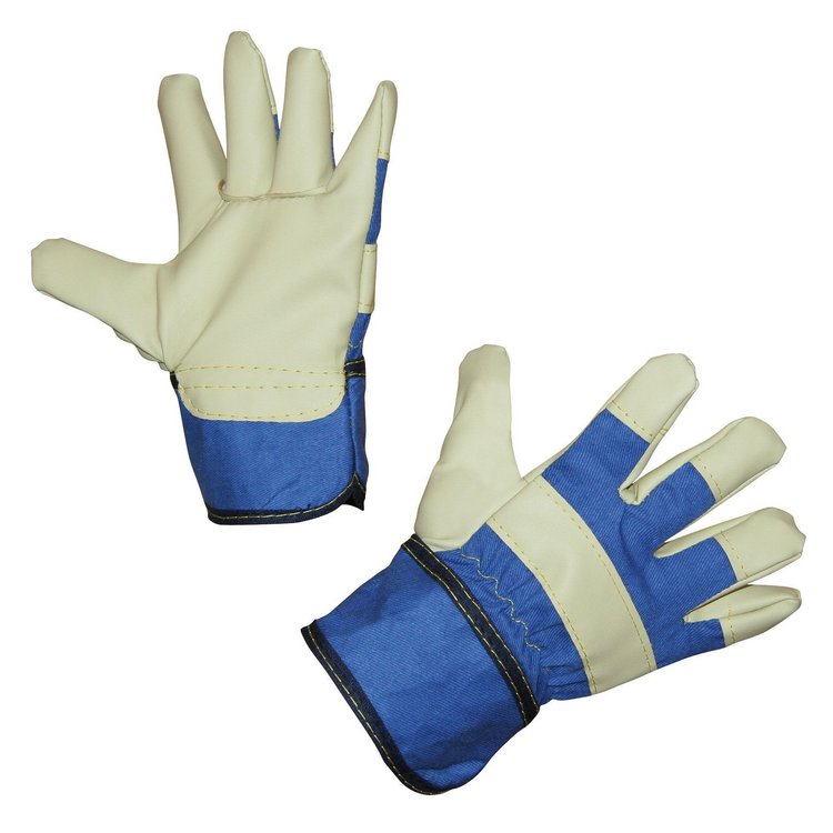 Schweinevollleder-Handschuh blau JUNIOR, Größe 4-6, 6 Paar