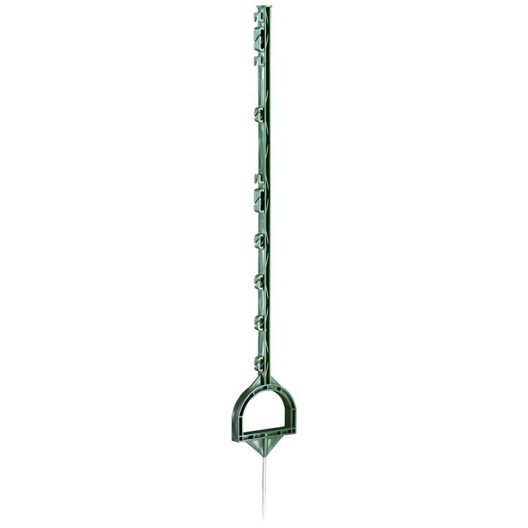 Vollkunststoffpfahl mit Steigbügeltritt, 114 cm, grün, 5 Stück