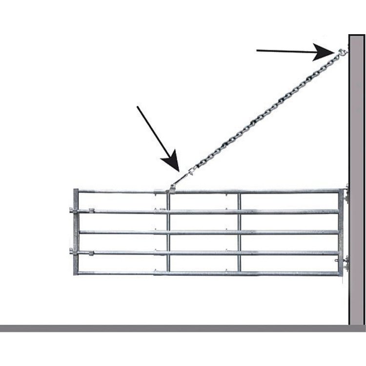 Abhängung für Tore, mit 8 m Kette, Vollschelle, Spannschloss, Schäkel, verzinkt