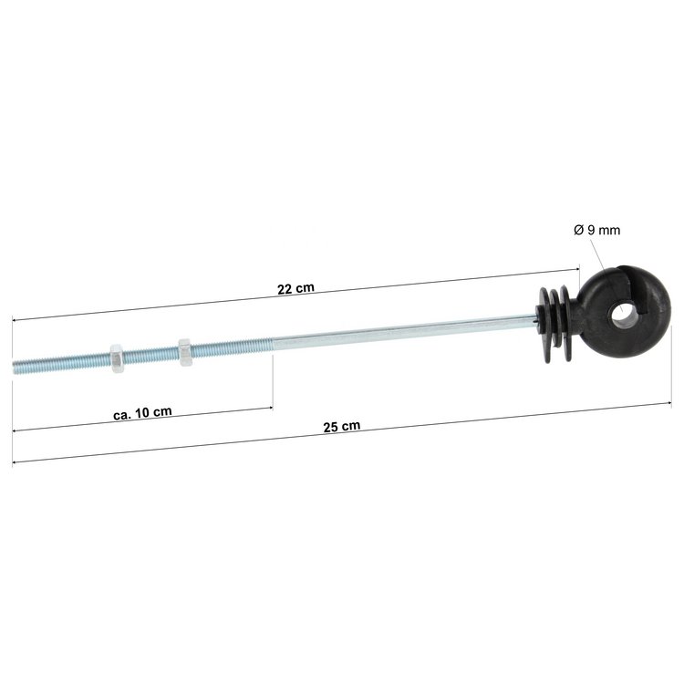 Ringisolator metrisches Gewinde M6, 22 cm lange Stütze, Stück