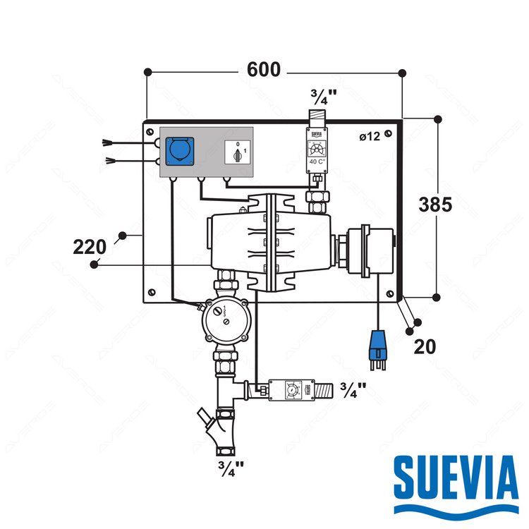 SUEVIA Mod. 317 Umlaufheizung / Zirkulationsanlage, 3000 W, 230 V