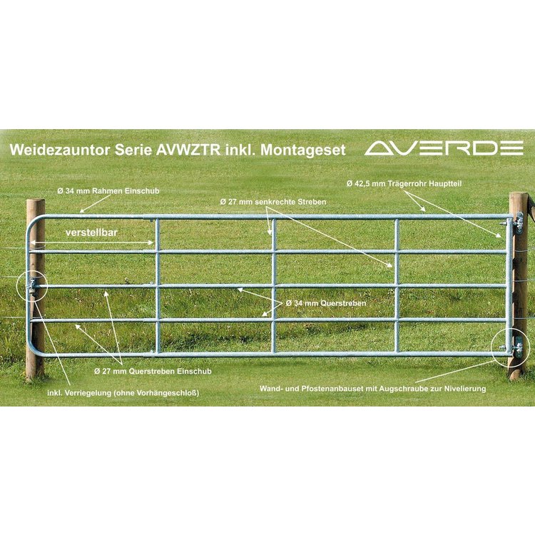 Fence gate 1-1,7 m, adjustable height: 110 cm, galvanized