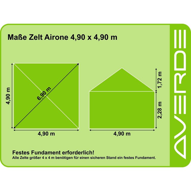 Komplettangebot Zelt Airone 4,9 x 4,9 m, grün