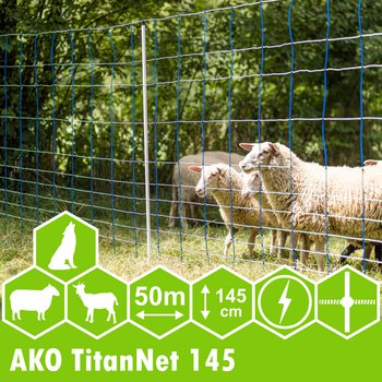 AKO TitanNet 145 Schafnetz, 145 cm hoch, 50m, Doppelspitze