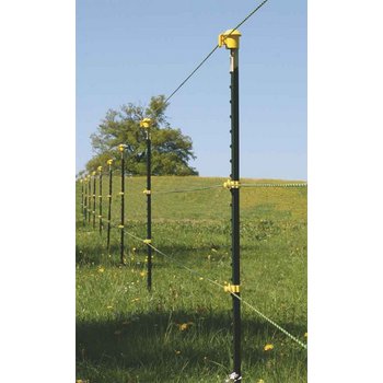 T-Pfosten Seil-Starterset für ca. 200 m Zaun 1,45 m hoch, gelbe Isolatoren